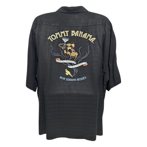 Tommy Bahama Embroidered Black Camp Shirt XXL 100% Rayon Short Sleeve Button-Up - Picture 1 of 13